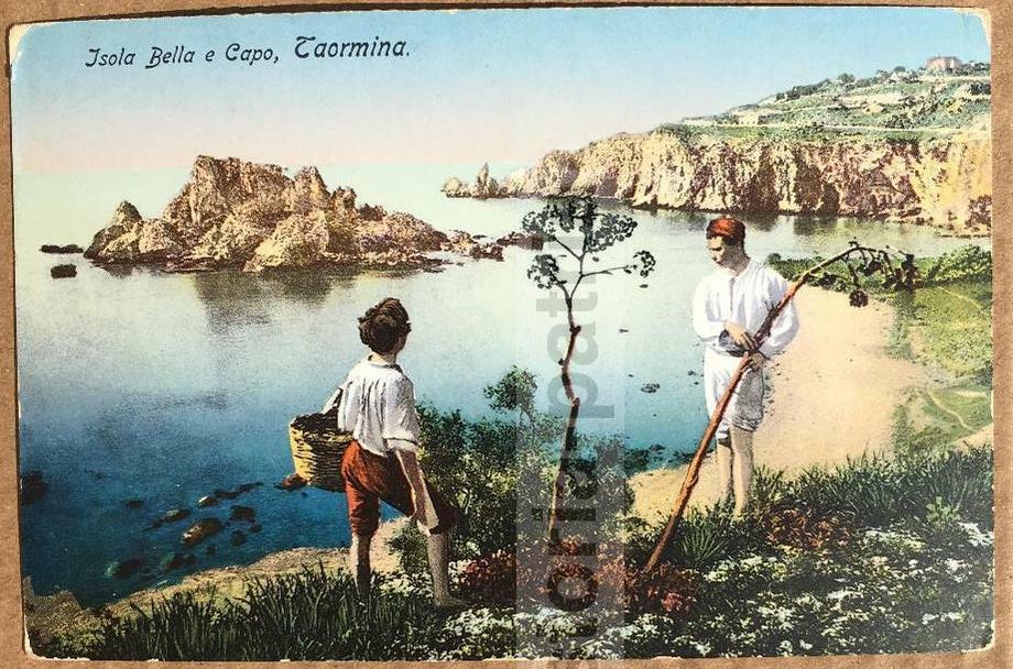 Antropologia, Folklore, Sicilia: Taormina, Isola Bella. Cartolina A Colori, Attanasio
