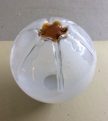 Lampada A Coppa In Vetro Modellato Con Introflessioni, Design Del Novecento