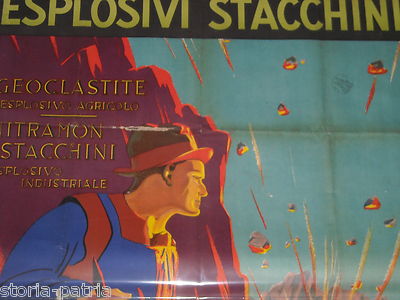 Genova, Roma, Esplosivi, Miniere: Manifesto Pubblicitario Stacchini