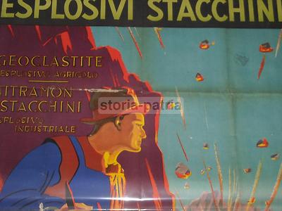 Genova, Roma, Esplosivi, Miniere: Manifesto Pubblicitario Stacchini