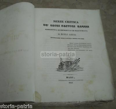 Puglia, Chiesa Di Bari: Storia Locale, 1844. Religiosi, Sacri Pastori Baresi. Garruba.