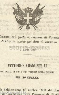 Giuridica, Economia, Dazio, Abruzzo, Chieti, Caramanico, Regno d'Italia, Araldica, 1869