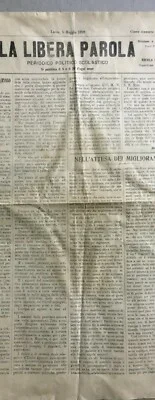 Puglia, Salento, Lecce: Pedagogy and School. La Libera Parola, Antique Newspaper. Sbavaglia