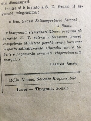 Puglia, Salento, Lecce: Pedagogia E Scuola. La Libera Parola, Antico Giornale. Sbavaglia