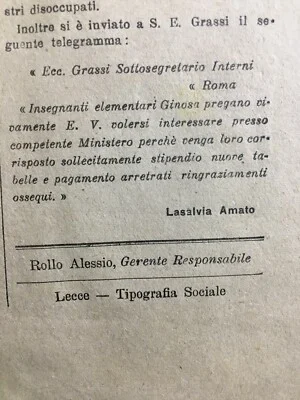 Puglia, Salento, Lecce: Pedagogy and School. La Libera Parola, Antique Newspaper. Sbavaglia