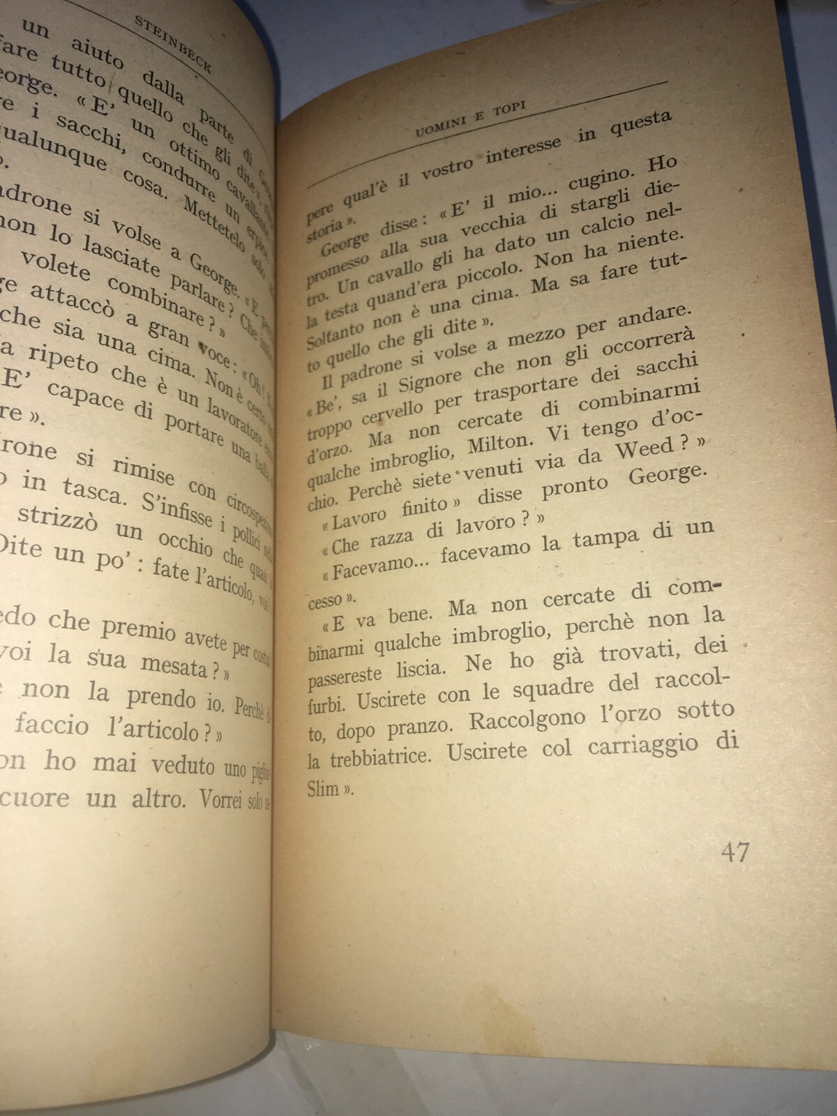 Steinbeck   Uomini E Topi   Edizione 1945   Copertine Di Vellani Marchi E Bernard