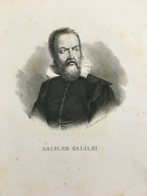 Galileo Galilei. Ritratto In Incisione Originale Di A. Lauro, Passigli, 1840