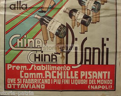 Napoli, Ottaviano. Raro Manifesto Pubblicitario d'Epoca Per Liquori China Pisanti