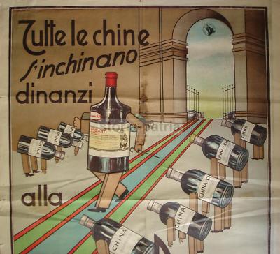 Napoli, Ottaviano. Raro Manifesto Pubblicitario d'Epoca Per Liquori China Pisanti