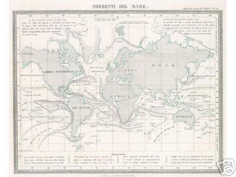 Navigazione Mare, Corrente Del Golfo, Perù, Messico, Golf Strom, Cartografia Antica