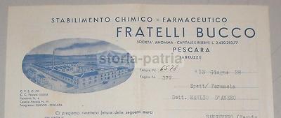 Abruzzo, Pescara, Chimica Farmaceutica, Bucco, Antica Carta Intestata Pubblicitaria