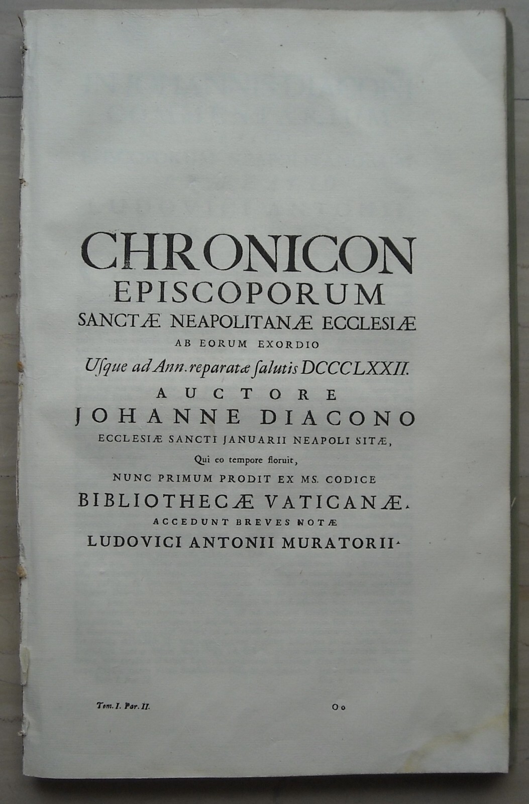 Napoli: Cronaca Dei Vescovi Napoletani Di Giovanni Diacono Edizione Muratori (1723)
