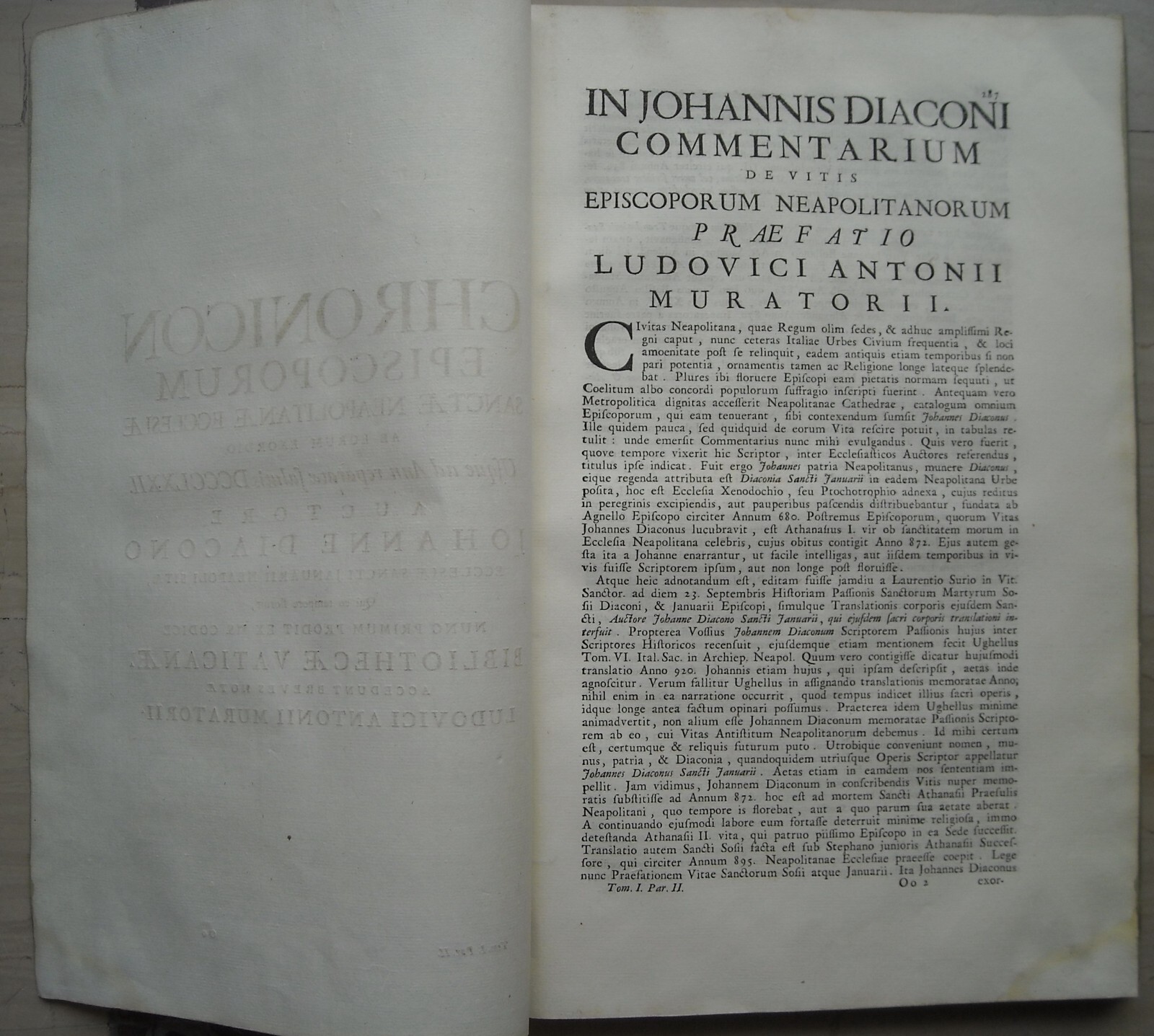 Napoli: Cronaca Dei Vescovi Napoletani Di Giovanni Diacono Edizione Muratori (1723)