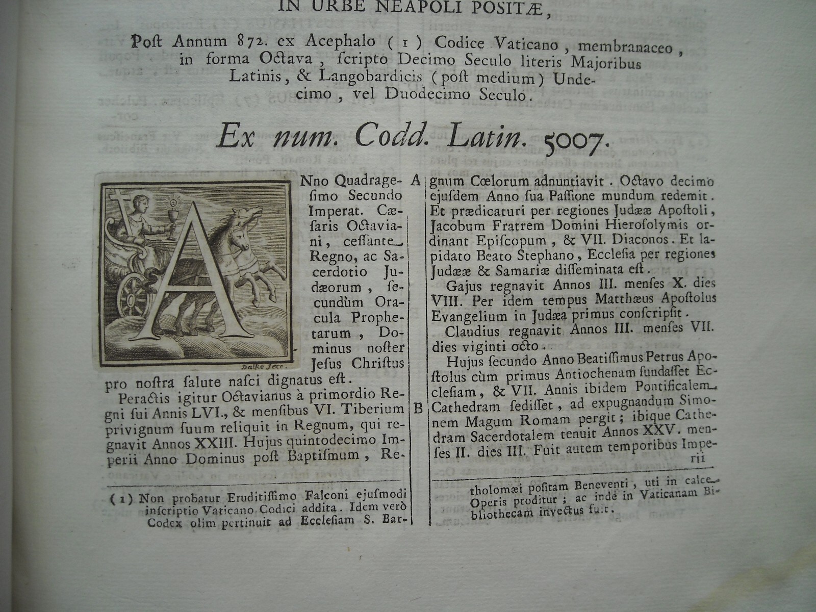 Napoli: Cronaca Dei Vescovi Napoletani Di Giovanni Diacono Edizione Muratori (1723)