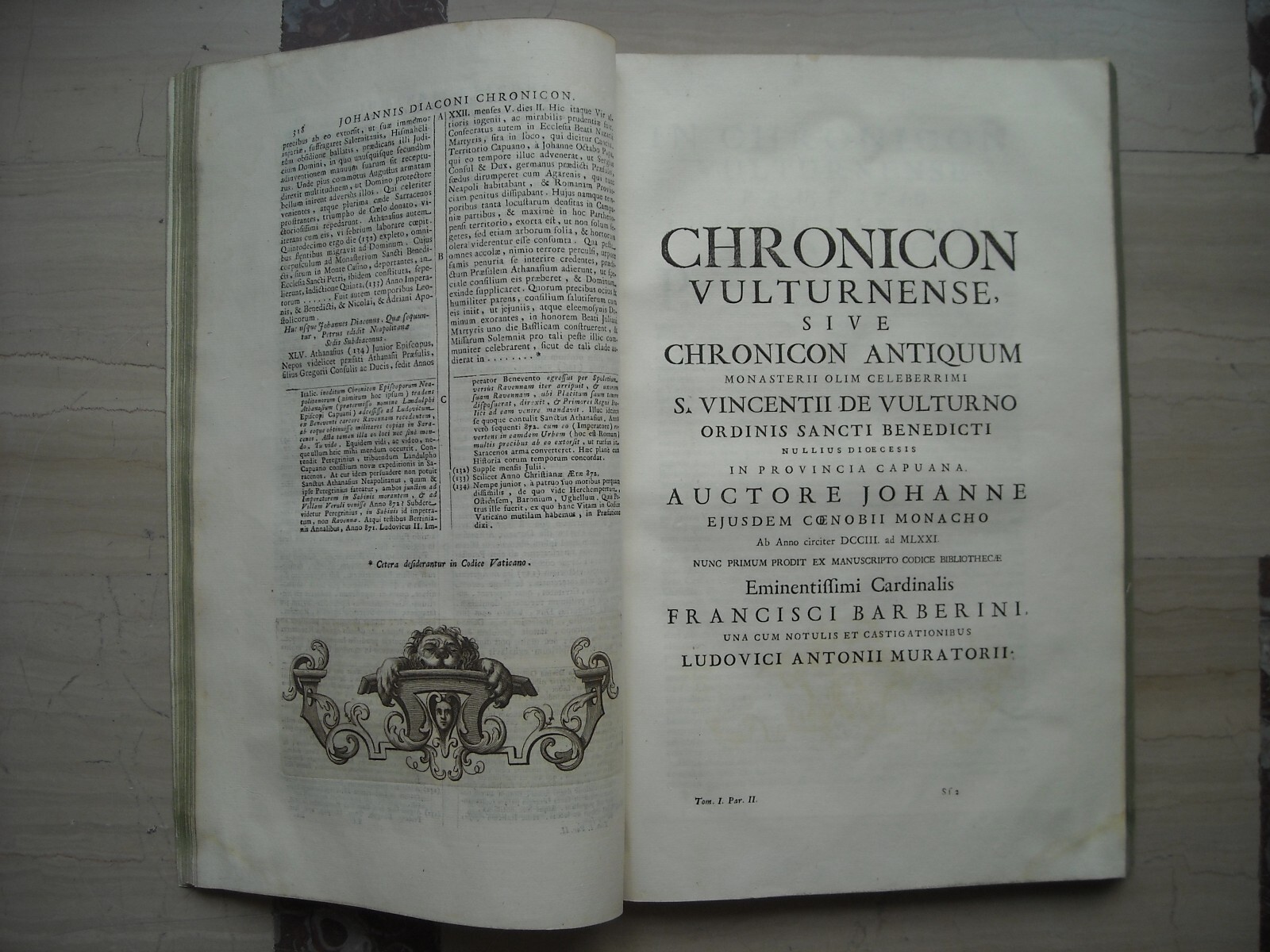 Napoli: Cronaca Dei Vescovi Napoletani Di Giovanni Diacono Edizione Muratori (1723)