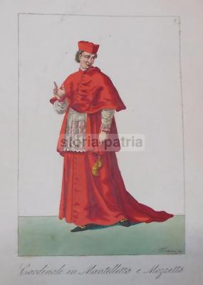 Antica Stampa Popolare: Ritratto Di Cardinale In Mantelletta E Mozzetta   Ferrari