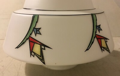 Modernariato, Design, Coppa Per Lampada Con Decoro Policromo