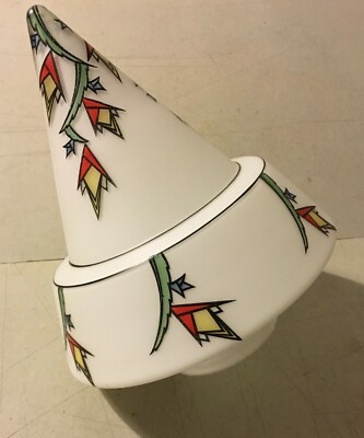 Modernariato, Design, Coppa Per Lampada Con Decoro Policromo