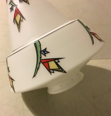 Modernariato, Design, Coppa Per Lampada Con Decoro Policromo