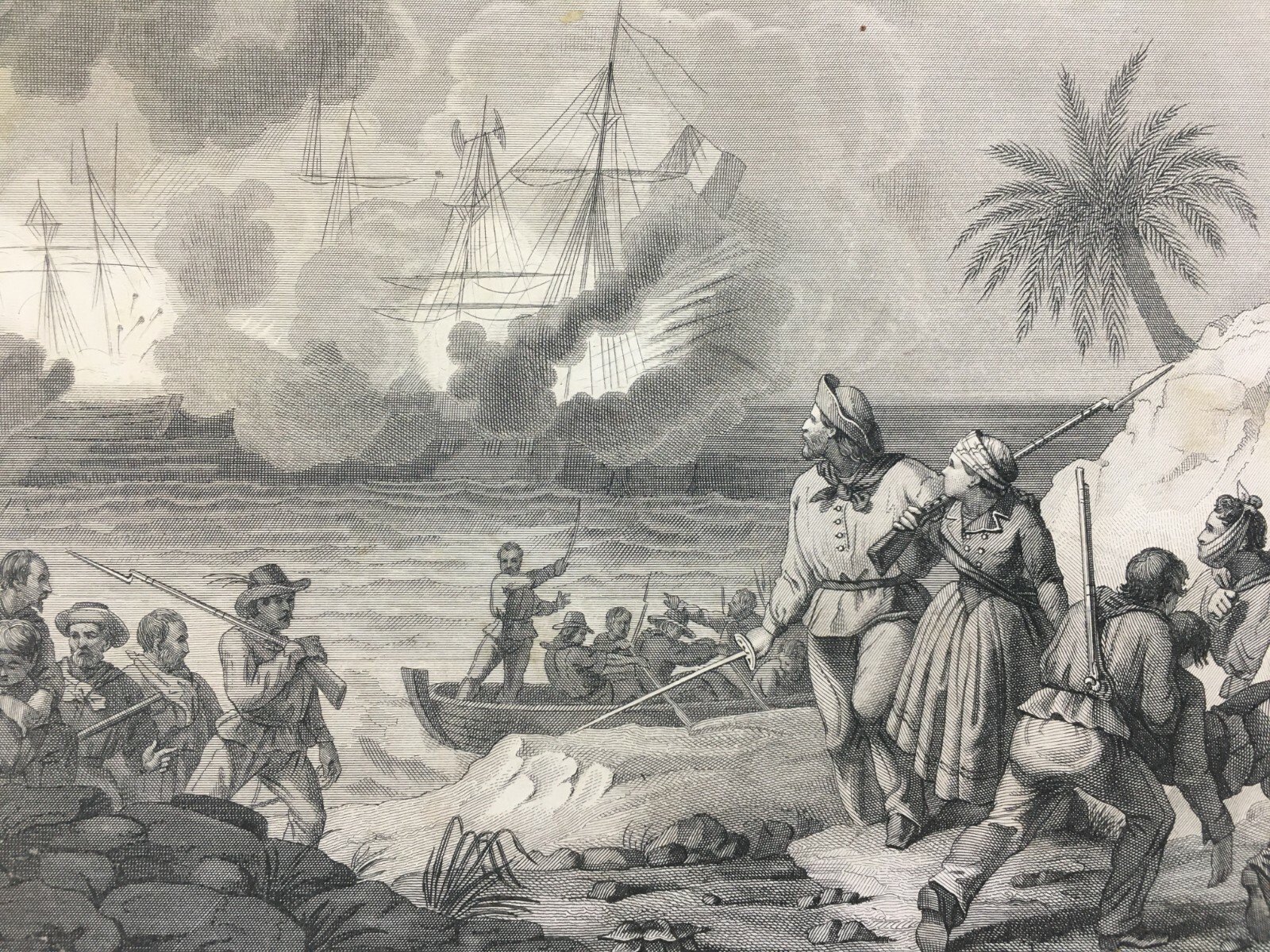 Risorgimento: Garibaldi A Montevideo. Veduta Animata, Militaria E Battaglia Navale