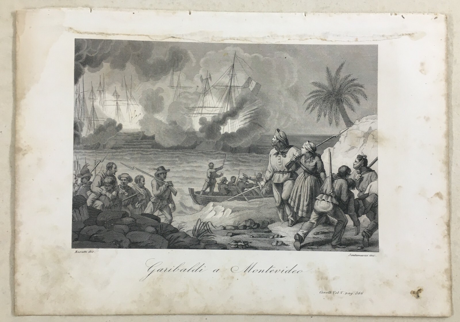 Risorgimento: Garibaldi A Montevideo. Veduta Animata, Militaria E Battaglia Navale