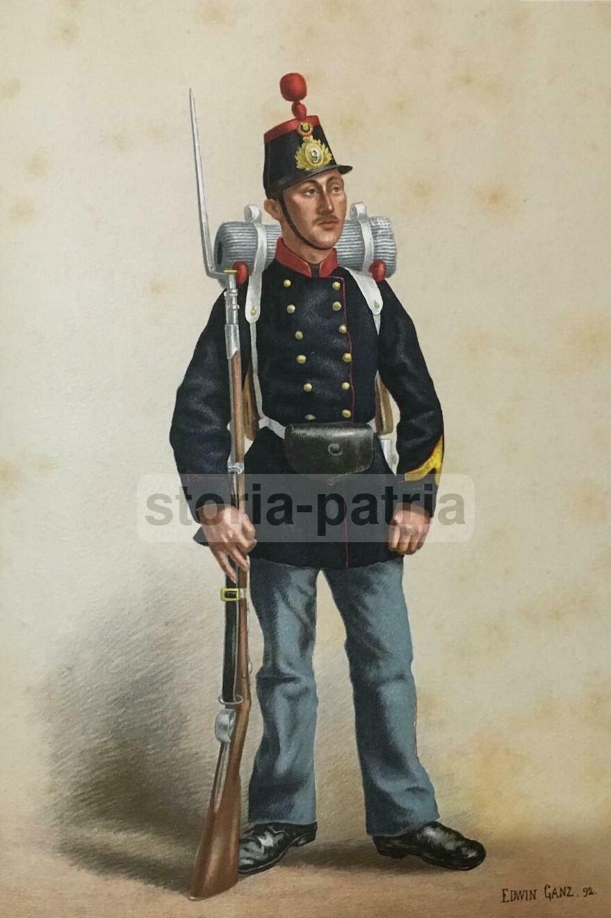 Militaria, Armata Belga, Belgio, Fanteria, Militare In Divisa, Stampa Artistica, Ganz
