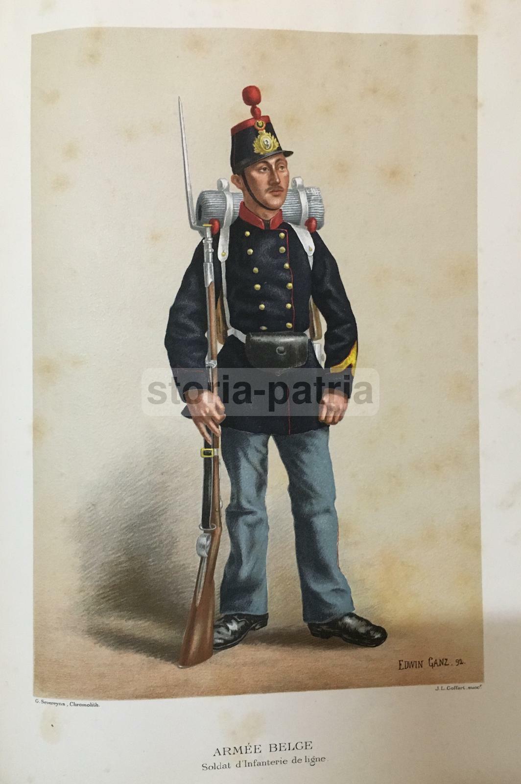 Militaria, Armata Belga, Belgio, Fanteria, Militare In Divisa, Stampa Artistica, Ganz