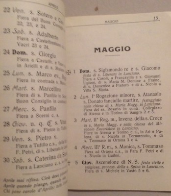 Abruzzo, Lanciano, Almanacco 1932, Calendario Fiere Paesane In Provincia Di Chieti