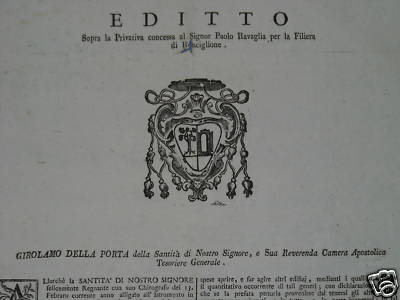 Lazio, Ronciglione: Filiera Metalli Ravaglia, Araldica 1796
