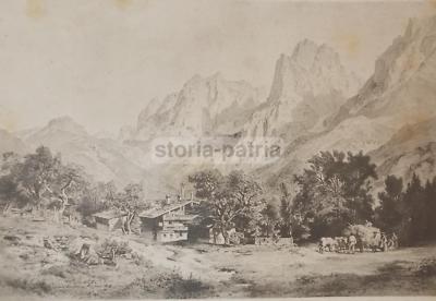 Montagna, Folklore, Veduta Paesaggistica: Kaiserthal, Tirolo. Stampa 1879