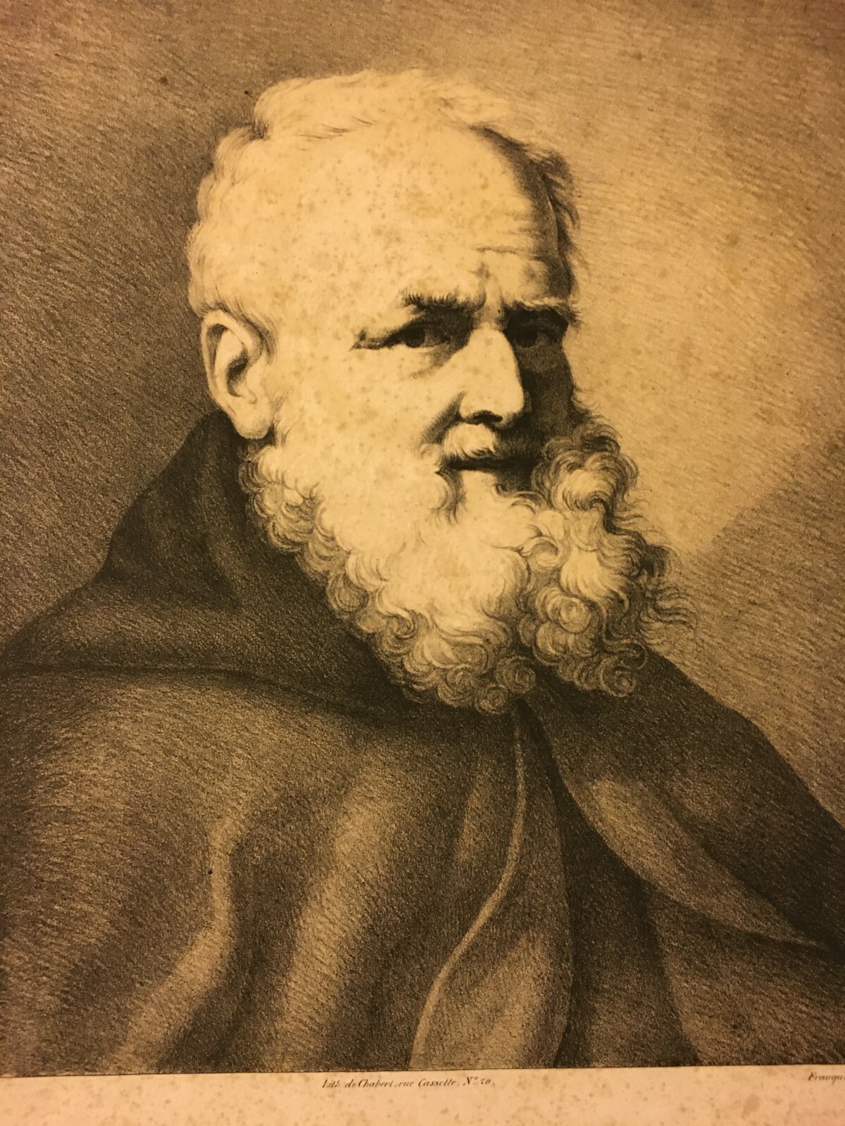 Ritratto Di Frate, Artisti Mengs E Franquinet, Incisione Litografica Antica