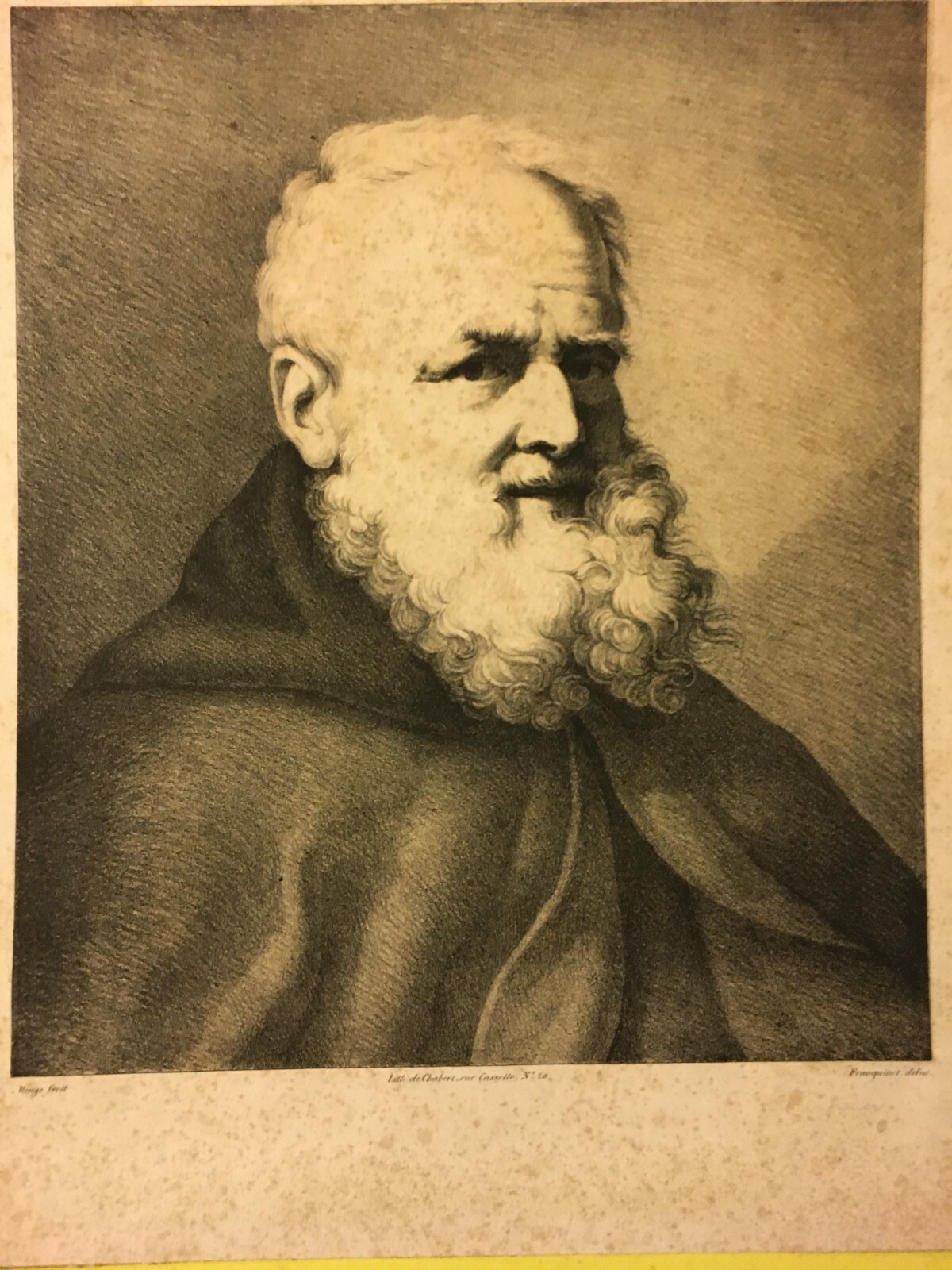 Ritratto Di Frate, Artisti Mengs E Franquinet, Incisione Litografica Antica