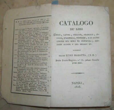 Bibliografia, Bibliofilia E Libri Antichi: Napoli, Catalogo Marotta