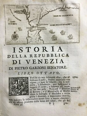 Mappa di Marineria Antica: Topografia del '700 di Cadice, Granata, Malaga, Gibilterra e Navi