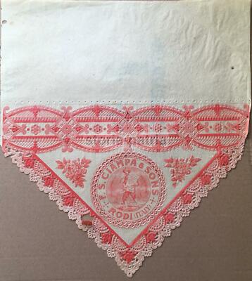 Agrumi: Antico Incarto Pubblicitario Ciampa, Rodi. Artistica Merlettatura d'Epoca.
