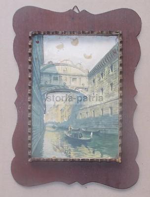 Venezia: Inusuale Veduta Architettonica Con Ponte, Stampa A Colori, Gondole E Gondoliere