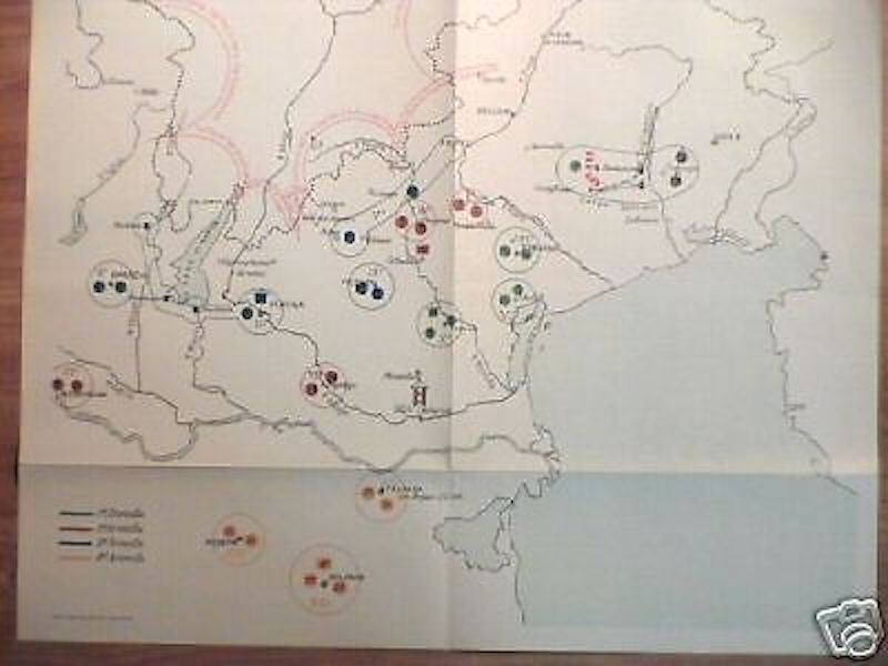 Treviso, Verona, Udine, Veneto, Friuli, Adige: Mappa Topografica Decorativa, Gen. Cosenz