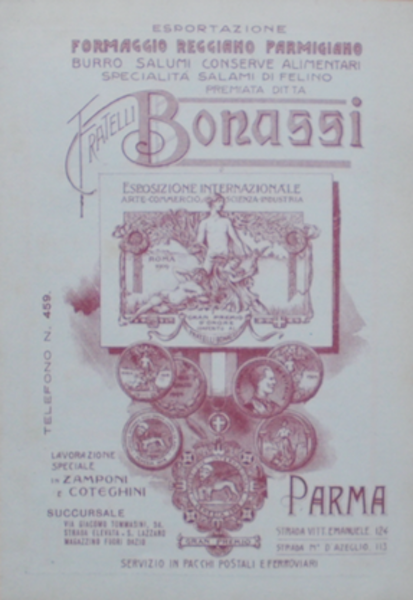Fratelli Bonassi Parma: Antica Stampa Pubblicitaria Alimentare