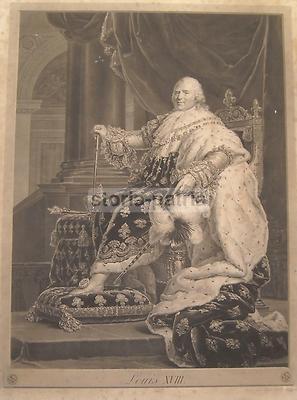 Grande Incisione Antica: Ritratto Reale Di Luigi XVIII