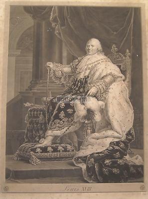 Grande Incisione Antica: Ritratto Reale Di Luigi XVIII