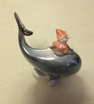 Pinocchio E La Balena, Scultura In Ceramica Di Limoges