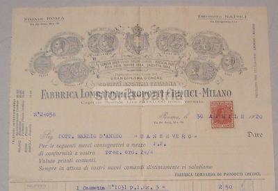 Fabbrica Italiana Di Prodotti Chimici, Milano, Carta Intestata Araldica, 1920