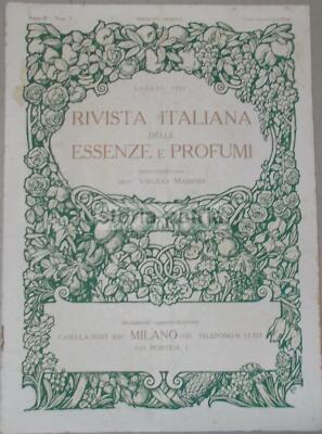 Rivista Italiana Delle Essenze E Profumi, Milano, Luglio 1921