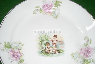 Sicilia, Palermo, Ceramica Florio, Piatto d'Epoca Con Miniatura E Fiori