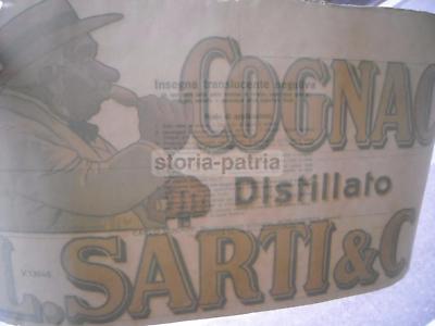 Liquori Cognac Distillato Sarti: Rara Vetrofania d'Epoca Forti, Schimpf, Norimberga