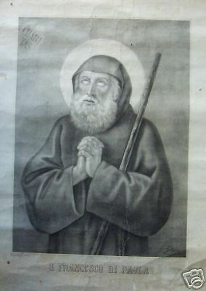 Calabria, Paola, San Francesco: Antica Stampa Popolare, Lito Casanova, Bologna, XIX Secolo