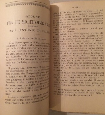 Orfanotrofi Antoniani: Puglia, Oria, Calabria, Messina. S. Antonio Di Padova, 1930