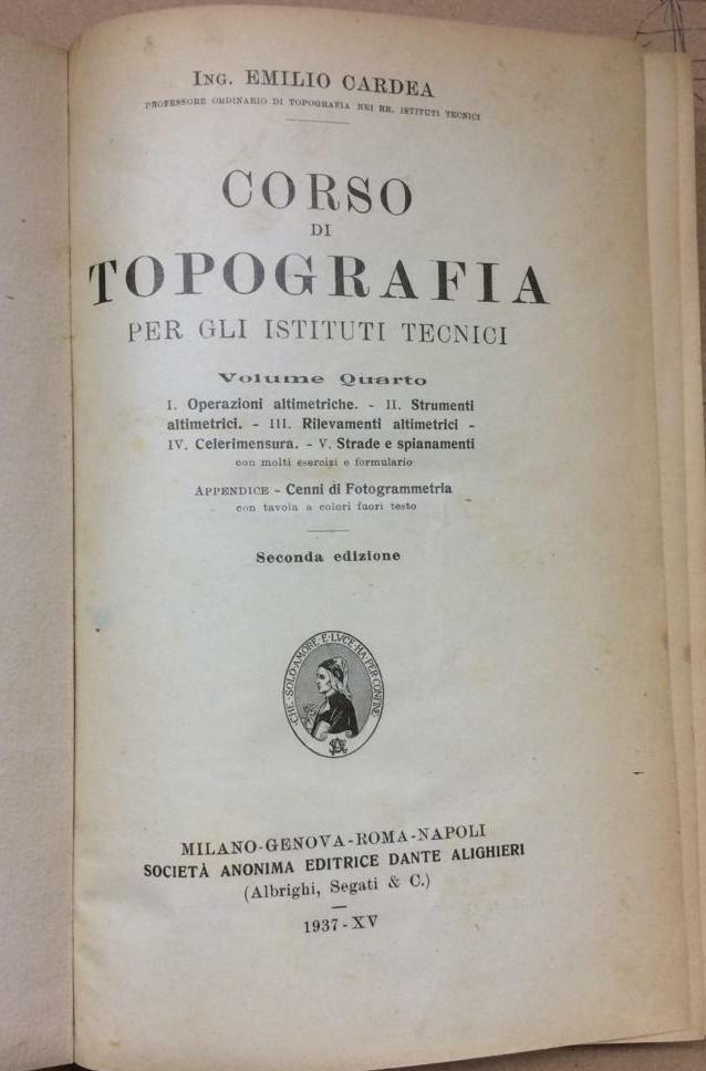 Topografia, Ingegneria, Altimetria, Celerimensura, Sondrio, Isolato, Isola Cardea, 1937