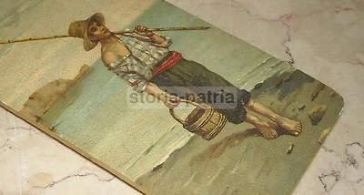 Southern Folklore: Naples, Young Fisherman with Fishing Rod, Chromolithograph