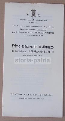 Abruzzo, Pescara, Musica E Teatro: Onoranze A Pizzetti, Folklore, La Rosa Parodi, 1957